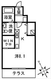 パーシモン 1Kの間取図画像