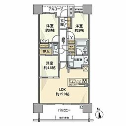 ザ・パークハウス茅ヶ崎 3LDKの間取図画像