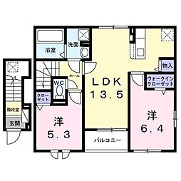 ユーステス鎌倉 2LDKの間取図画像