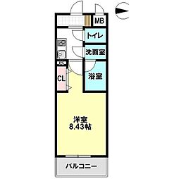 茅ヶ崎フェリックスコート長尾 1Kの間取図画像