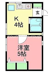 第一浜美ハイツ 1Kの間取図画像