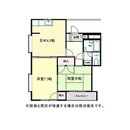 リンフローレ鵠沼 2DKの間取図画像