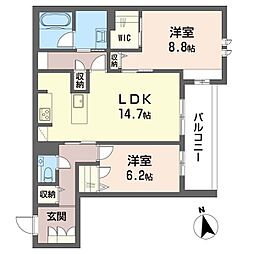 ウィズプラス大船 2LDKの間取図画像