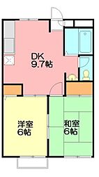 ショウナンサンライズガーデンA 2DKの間取図画像