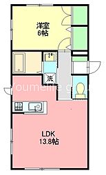 ドエルアサヒ 1LDKの間取図画像