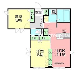 ヘーベルメゾン平和町 2LDKの間取図画像