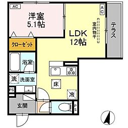 ブルマーレ湘南台 1LDKの間取図画像