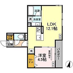 ブルマーレ湘南台 1LDKの間取図画像