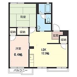 コーポ沼上G棟 2LDKの間取図画像