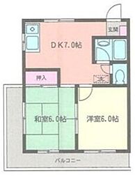 コスモアオイ湘南 2DKの間取図画像