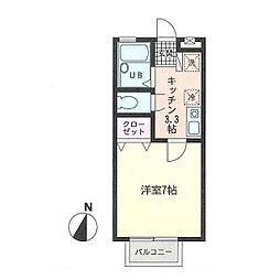 フジスカイ東海岸 1Kの間取図画像