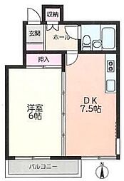 望洋荘 1DKの間取図画像