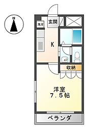 クレール湘南 1Kの間取図画像