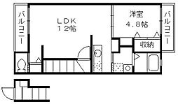 HILLSIDEマルシ 1LDKの間取図画像