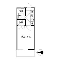 天神ドミール21 1Kの間取図画像
