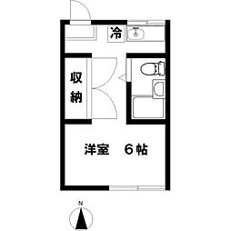 メゾン高倉 1Kの間取図画像