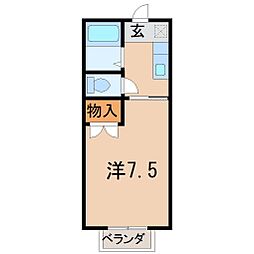 クロイワハイツ 1Kの間取図画像