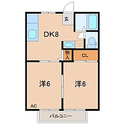 ファミールハイツ 2DKの間取図画像