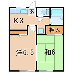 サンハイツKA 2Kの間取図画像
