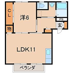 ライブリッチB 1LDKの間取図画像