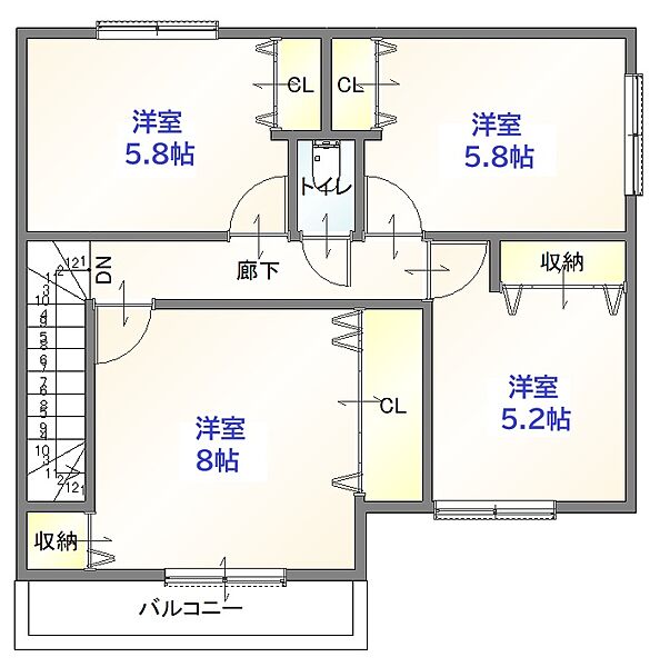 建物プラン例 1階 建物価格1980万円(税込)、建物面積112.62m2　※既存建物解体費・造成費・購入諸経費・ライフライン引込工事費用別途
