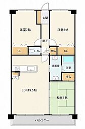 シャトレ大手町N 3LDKの間取図画像