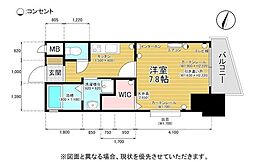 アクシオ片野 1Kの間取図画像