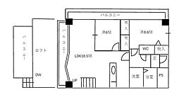 レイブリック若園 2LDKの間取図画像