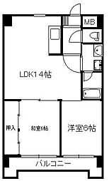 アルシュ北方 2LDKの間取図画像