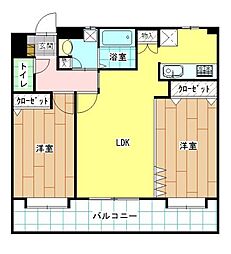 ニューリバー九工大駅前 2LDKの間取図画像
