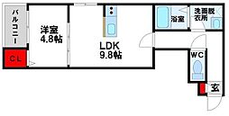 アプリーレ若松 1LDKの間取図画像
