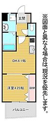 オーヴィジョンクラス浅香通り 1DKの間取図画像