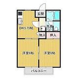 JR鹿児島本線 西小倉駅 徒歩18分の賃貸アパート 2階2DKの間取り