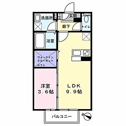 トレス上の原館 1LDKの間取図画像