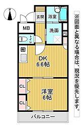 ライオンズマンション三萩野駅前 1DKの間取図画像