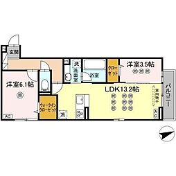 TORISIA上の原 2LDKの間取図画像