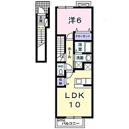エムズガーデンA 1LDKの間取図画像