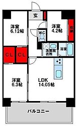 KSK南小倉コアプレイス 3LDKの間取図画像