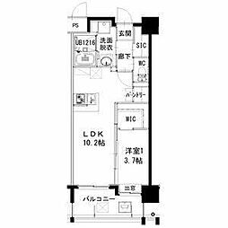 ヒルクレスト片野グランデI 1LDKの間取図画像