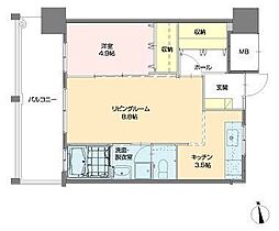 クラシオン木町アネックス 1LDKの間取図画像