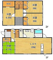JR鹿児島本線 戸畑駅 徒歩15分の賃貸一戸建て 4LDKの間取り