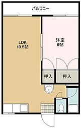 コーポラリグラス 1LDKの間取図画像