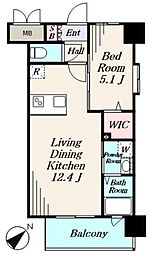 ディアコート門司 1LDKの間取図画像