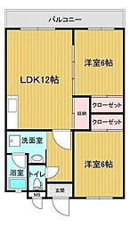 飯田ビル 2LDKの間取図画像
