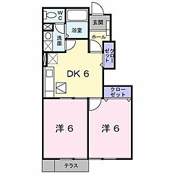 ドゥー・アヴニールA 2DKの間取図画像
