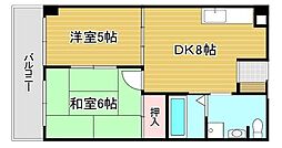 サンコーポ熊本 2DKの間取図画像