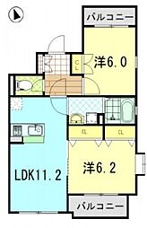 フェルト1215 2LDKの間取図画像