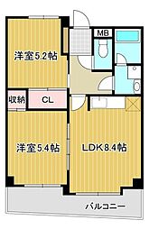 オールセインツ 2LDKの間取図画像