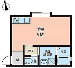 北九州市戸畑区千防3丁目アパート ワンルームの間取図画像