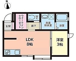 北九州市戸畑区千防3丁目アパート 1LDKの間取図画像